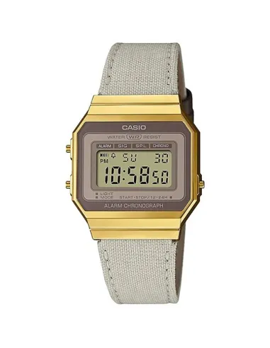 Reloj CASIO digital VINTAGE Iconic A700WEGL-7A correa de tela y piel luz led alama