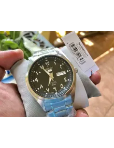 reloj automático hombre Seiko 5 SNKP21J1 Japan Made Arabic Series dial negro 42mm correa de acero 50m 2