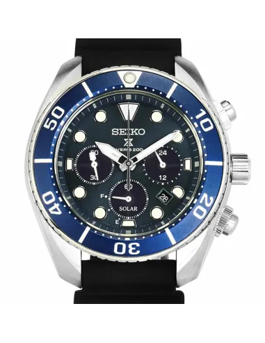 Reloj buceo hombre solar Seiko Prospex Sumo Solar SSC759J1 dial azul 44.5mm Cristal de Zafiro correa de silicona
