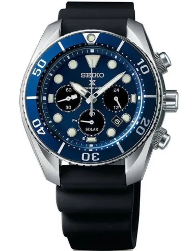 Reloj buceo hombre solar Seiko Prospex Sumo Solar SSC759J1 dial azul 44.5mm Cristal de Zafiro correa de silicona