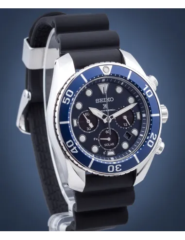Reloj buceo hombre solar Seiko Prospex Sumo Solar SSC759J1 dial azul 44.5mm Cristal de Zafiro correa de silicona