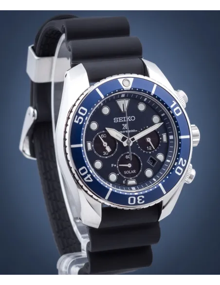 Reloj buceo hombre solar Seiko Prospex Sumo Solar SSC759J1 dial azul 44.5mm Cristal de Zafiro correa de silicona
