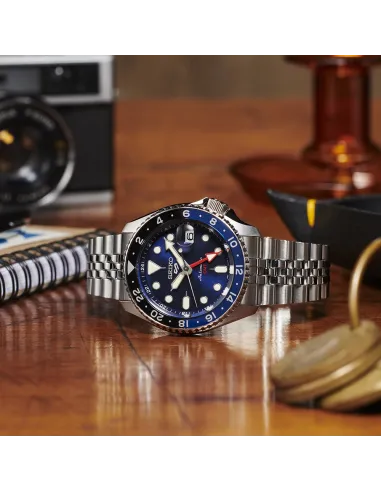 copy of Reloj automático buceo hombre Seiko 5 Sports GMT SSK005K1 dial naranja 42.5mm Hardlex con lupa