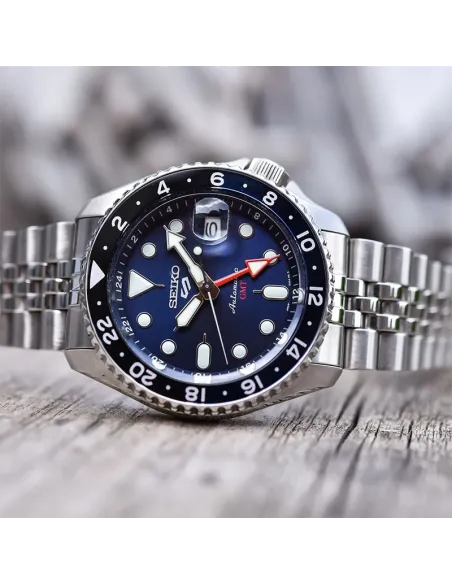 copy of Reloj automático buceo hombre Seiko 5 Sports GMT SSK005K1 dial naranja 42.5mm Hardlex con lupa