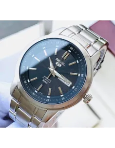 reloj automático hombre Seiko 5 SNKM87K1 dial negro 43mm correa de acero 50m
