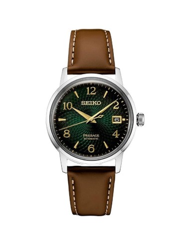 Reloj automático hombre Seiko Presage SRPE45J1 Cocktail Green Mojito 38.5mm dial verde correa de cuero 50m WR