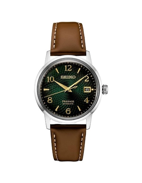 Reloj automático hombre Seiko Presage SRPE45J1 Cocktail Green Mojito 38.5mm dial verde correa de cuero 50m WR