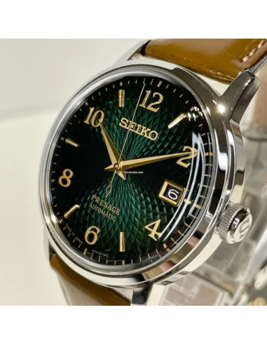 Reloj automático hombre Seiko Presage SRPE45J1 Cocktail Green Mojito 38.5mm dial verde correa de cuero 50m WR