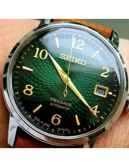 Reloj automático hombre Seiko Presage SRPE45J1 Cocktail Green Mojito 38.5mm dial verde correa de cuero