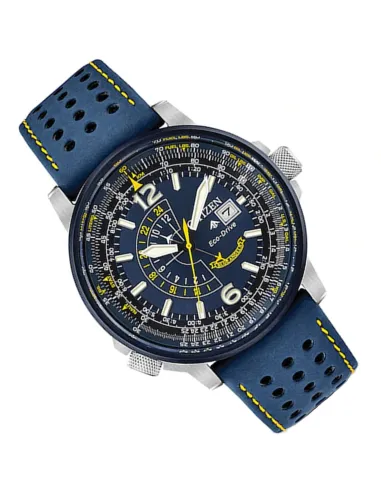 Reloj Aviador hombre Citizen Promaster Nighthawk Blue Angels BJ7007-02L dial azul 42mm correa de cuero 200m