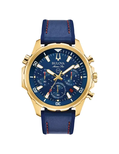 Reloj hombre Bulova Marine Star 97B168 Cuarzo 43mm correa de cuero 100m WR