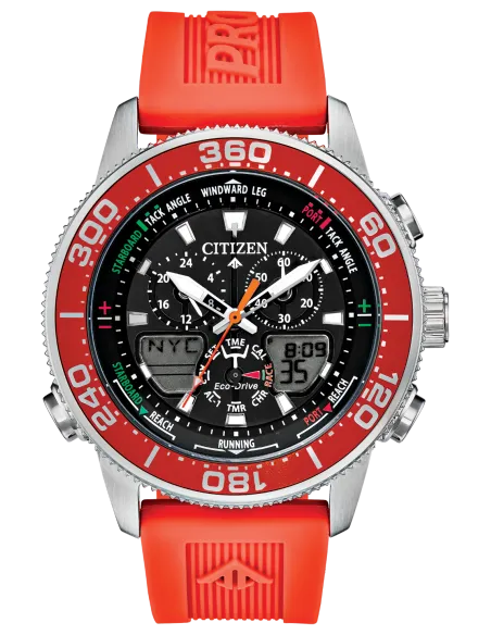 Reloj deportivo hombre Citizen ProMaster Sailhawk  JR4061-00F Ecodrive dial negro 44mm Alarma correa poliuretano 200m