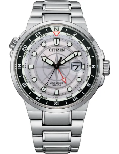 Reloj aviador hombre Citizen Endeavor BJ7140-53A dial plata 44mm Cristal de Zafiro 200m
