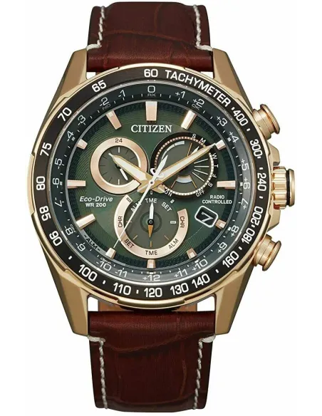 Reloj hombre Citizen PCAT Eco-Drive CB5919-00X Perpetual Calendar Atomic Timekeeping A-T dial verde 43mm Cristal de zafiro
