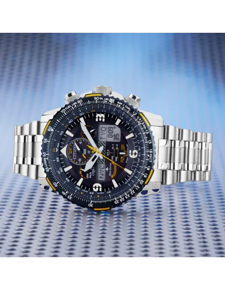 Reloj Aviador Radiocontrol Citizen Skyhawk Blue Angels A-T JY8078-52L 45MM Cristal de zafiro Alarma Hora Mundial