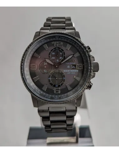 Reloj Aviador hombre Citizen Nighthawk Chrono Blackout-Eco-Drive CA0295-58E-Black PVD-Solid