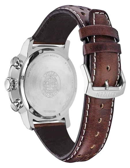 Reloj hombre Citizen Ecodrive Brycen CA0648-09L 44mm dial azul correa de cuero Taquímetro 100m