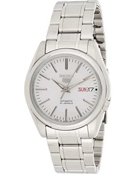 Reloj automático hombre Seiko 5 SNKL41J1 MADE IN JAPAN 37mm dial blanco correa de acero