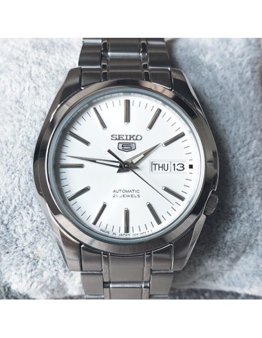Reloj automático hombre Seiko 5 SNKL41J1 MADE IN JAPAN 37mm dial blanco correa de acero