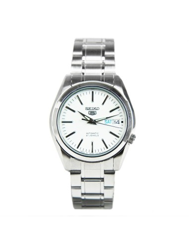 Reloj automático hombre Seiko 5 SNKL41J1 MADE IN JAPAN 37mm dial blanco correa de acero