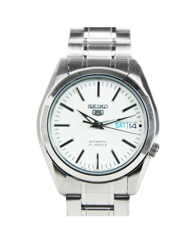 Reloj automático hombre Seiko 5 SNKL41J1 MADE IN JAPAN 37mm dial blanco correa de acero