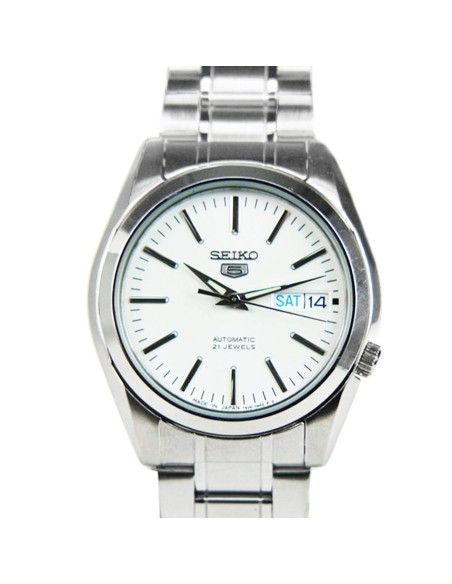 Reloj automático hombre Seiko 5 SNKL41J1 MADE IN JAPAN 37mm dial blanco correa de acero
