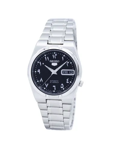 Reloj automático Mujer Seiko 5 Arabic Series SNK063J5 34mm Special Gulf Edition dial negro correa de acero