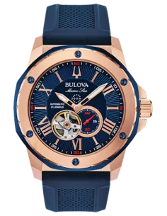 Reloj automático hombre Bulova Marine Star 98A227 44mm 200m WR correa de goma