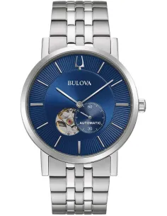 Reloj automático hombre Bulova Clipper 96A247 42mm dial azul correa de acero 30m WR