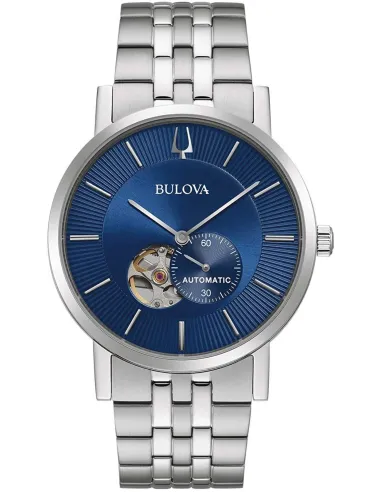 Reloj automático hombre Bulova Clipper 96A247 42mm dial azul correa de acero 30m WR