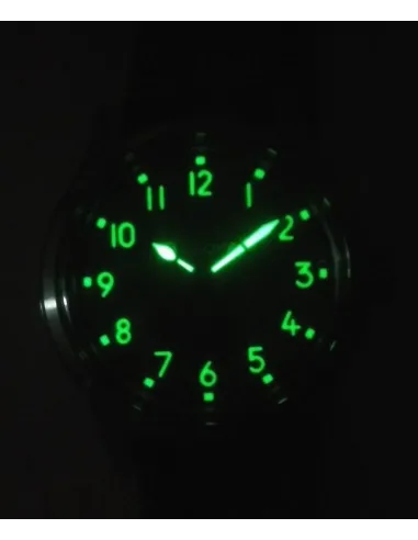 Reloj automático hombre Bulova Hack Military 98A255 38mm dial negro correa de tela 30m WR