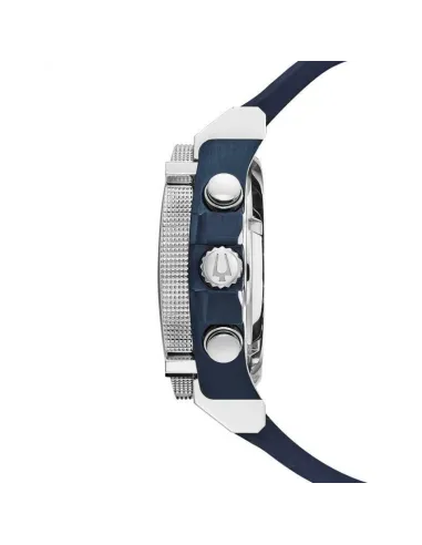 reloj hombre Bulova Precisionist 98B315 44.5 dial negro 300M WR correa de silicona Corona a rosca Cronógrafo