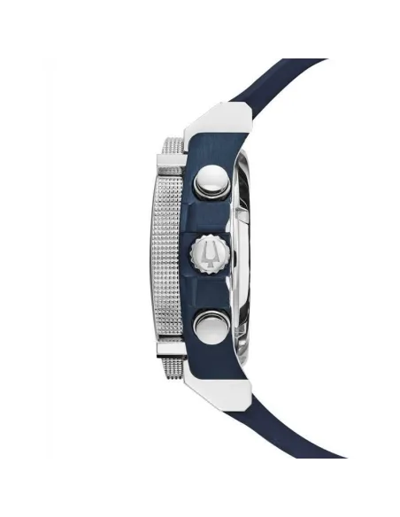reloj hombre Bulova Precisionist 98B315 44.5 dial negro 300M WR correa de silicona Corona a rosca Cronógrafo