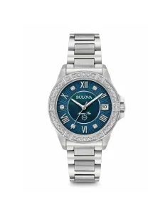 reloj mujer Bulova Marine Star 96R215 32mm dial azul Cristal de Zafiro 100m WR correa de acero