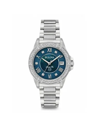 reloj mujer Bulova Marine Star 96R215 32mm dial azul Cristal de Zafiro 100m WR correa de acero