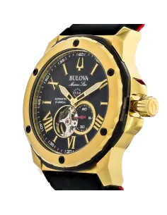 reloj automático hombre Bulova Marine Star 98A272 45mm dial negro 200m WR correa de goma 2