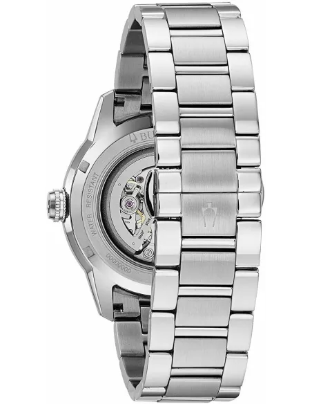 reloj automático hombre Bulova Sutton Skeleton 96A208 43mm negro correa de acero 30m WR