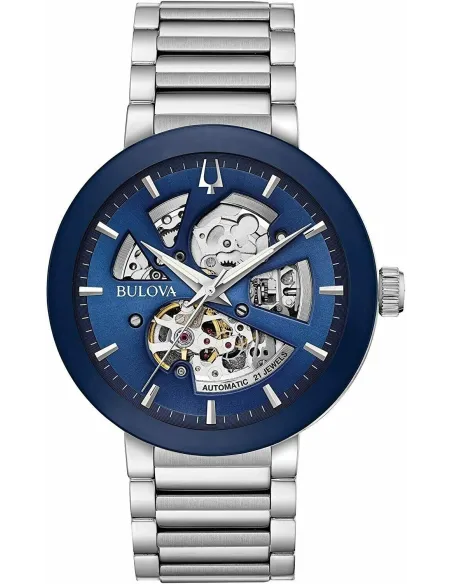 reloj automático hombre Bulova Futuro 96A204 42mm azul correa de acero 30m WR