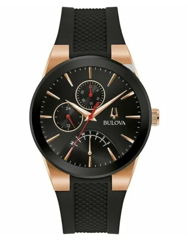 reloj hombre Bulova Futuro Modern 97C111 41mm negro Cuarzo 30m correa de caucho