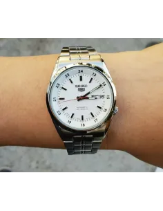 reloj hombre unisex SEIKO 5 SNK559J1 MADE IN JAPAN 36mm dial blanco correa de acero 30m WR 2