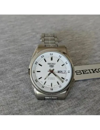 reloj hombre unisex SEIKO 5 SNK559J1 MADE IN JAPAN 36mm dial blanco correa de acero 30m WR
