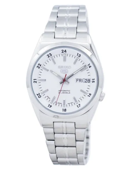 reloj hombre unisex SEIKO 5 SNK559J1 MADE IN JAPAN 36mm dial blanco correa de acero 30m WR