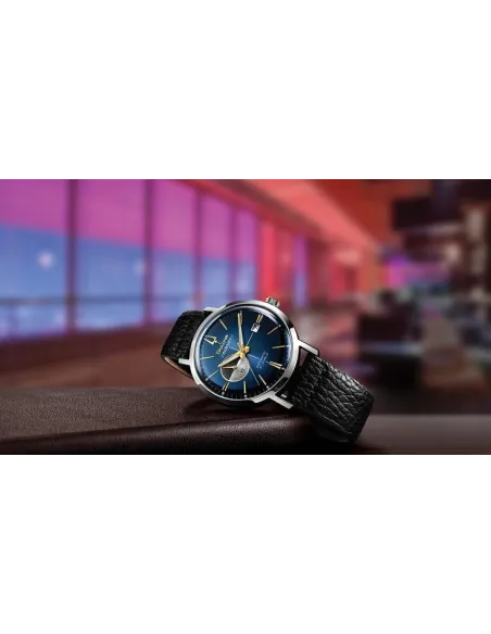 Reloj automático hombre Bulova Aerojet 96B374 41mm dial azul correa de cuero 30m WR