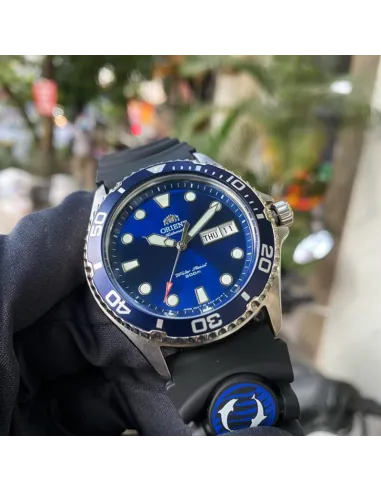 reloj hombre automático Orient Mako Ray II  FAA02008D dial azul correa goma