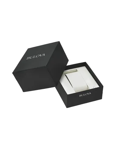reloj automático hombre Bulova Sutton 96A268 33x49mm blanco correa de cuero 30m WR