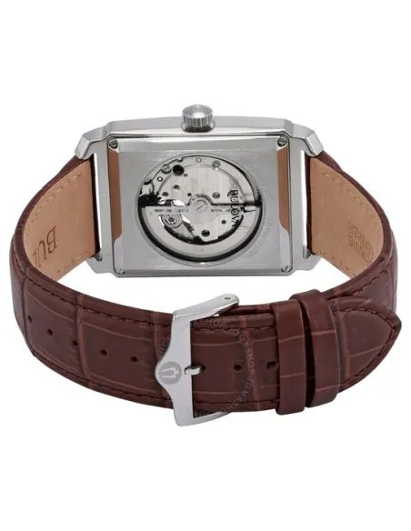 reloj automático hombre Bulova Sutton 96A268 33x49mm blanco correa de cuero 30m WR