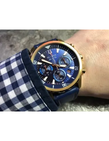 Reloj hombre Bulova Marine Star 97B168 Cuarzo 43mm correa de cuero 100m WR