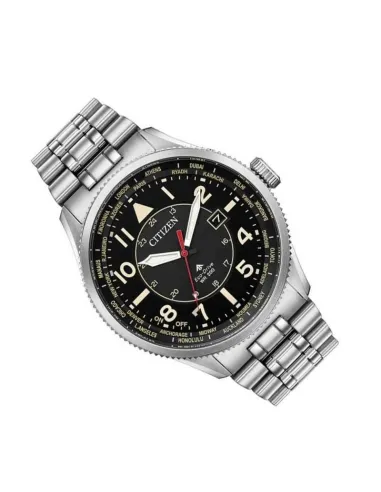 Reloj aviador hombre Citizen Promaster Nighthawk BX1010-53E Ecodrive 44mm dial negro correa de acero 200m WR