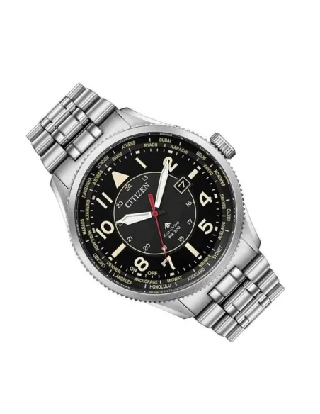 Reloj aviador hombre Citizen Promaster Nighthawk BX1010-53E Ecodrive 44mm dial negro correa de acero 200m WR