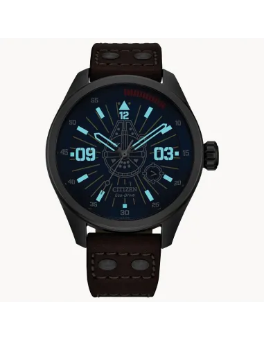 reloj hombre Citizen Eco-drive Han Solo Star Wars AW5009-03W 43mm 100m WR correa de cuero